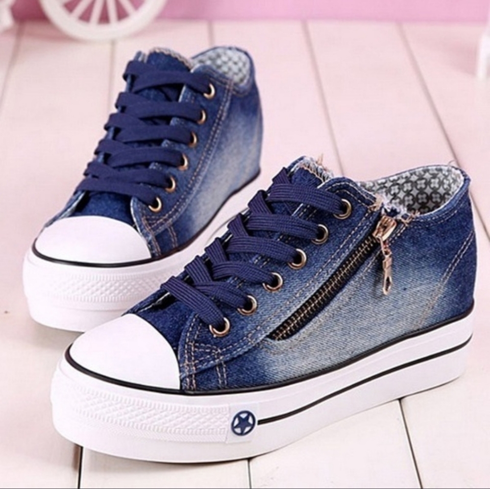 Women's shoes thick sole Canvas shoes sneakers flats thick sole heels